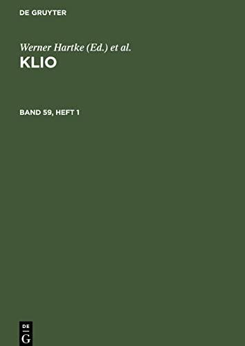 Klio, Band 59, Heft 1, Klio Band 59, Heft 1