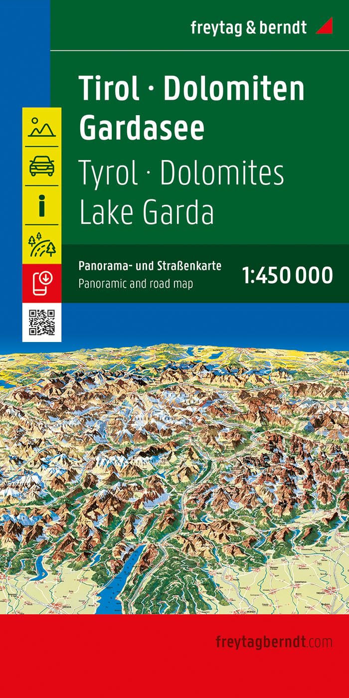 Tirol - Dolomiten - Gardasee - Panorama, Straßenkarte 1:450.000, freytag & berndt: Doppelseitig, Panoramakarte und Straßenkarte (freytag & berndt Auto + Freizeitkarten)