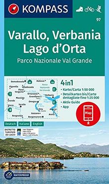 Varallo, Verbania, Lago d'Orta, Parco Nazionale Val Grande: 4in1 Wanderkarte 1:50000 mit Aktiv Guide und Detailkarten inklusive Karte zur offline ... Skitouren. (KOMPASS-Wanderkarten, Band 97)