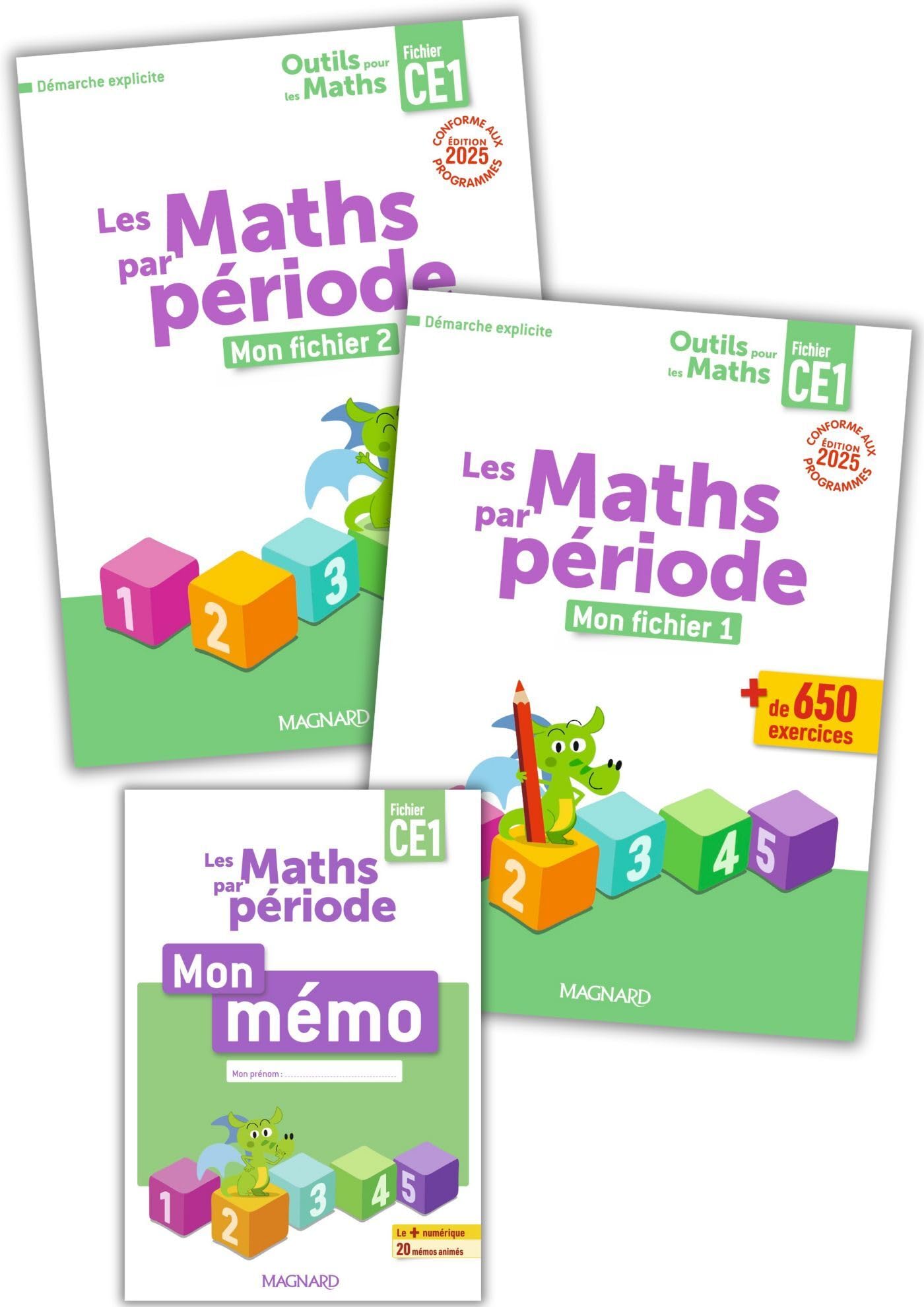 Les maths par période CE1 : mon fichier 1 + mon fichier 2 + mon mémo : démarche explicite, conforme aux programmes