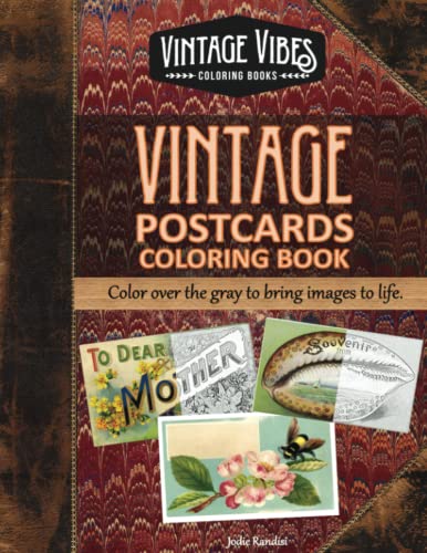 Jodie Randisi Vintage Postcards Coloring Book, Color Over The Gray To Bring Images To Life, Cover Over The Gray To Bring Images To Life. (Vintage Vibes)