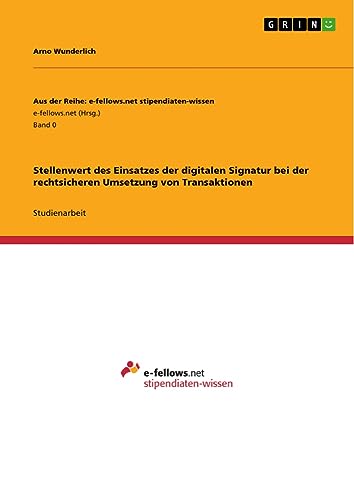 Stellenwert des Einsatzes der digitalen Signatur bei der rechtsicheren Umsetzung von Transaktionen