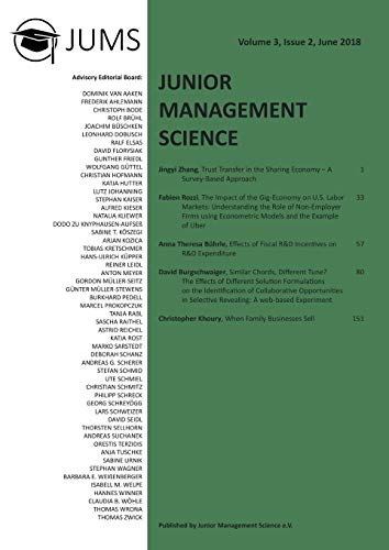 Junior Management Science, Volume 3, Issue 2, June 2018