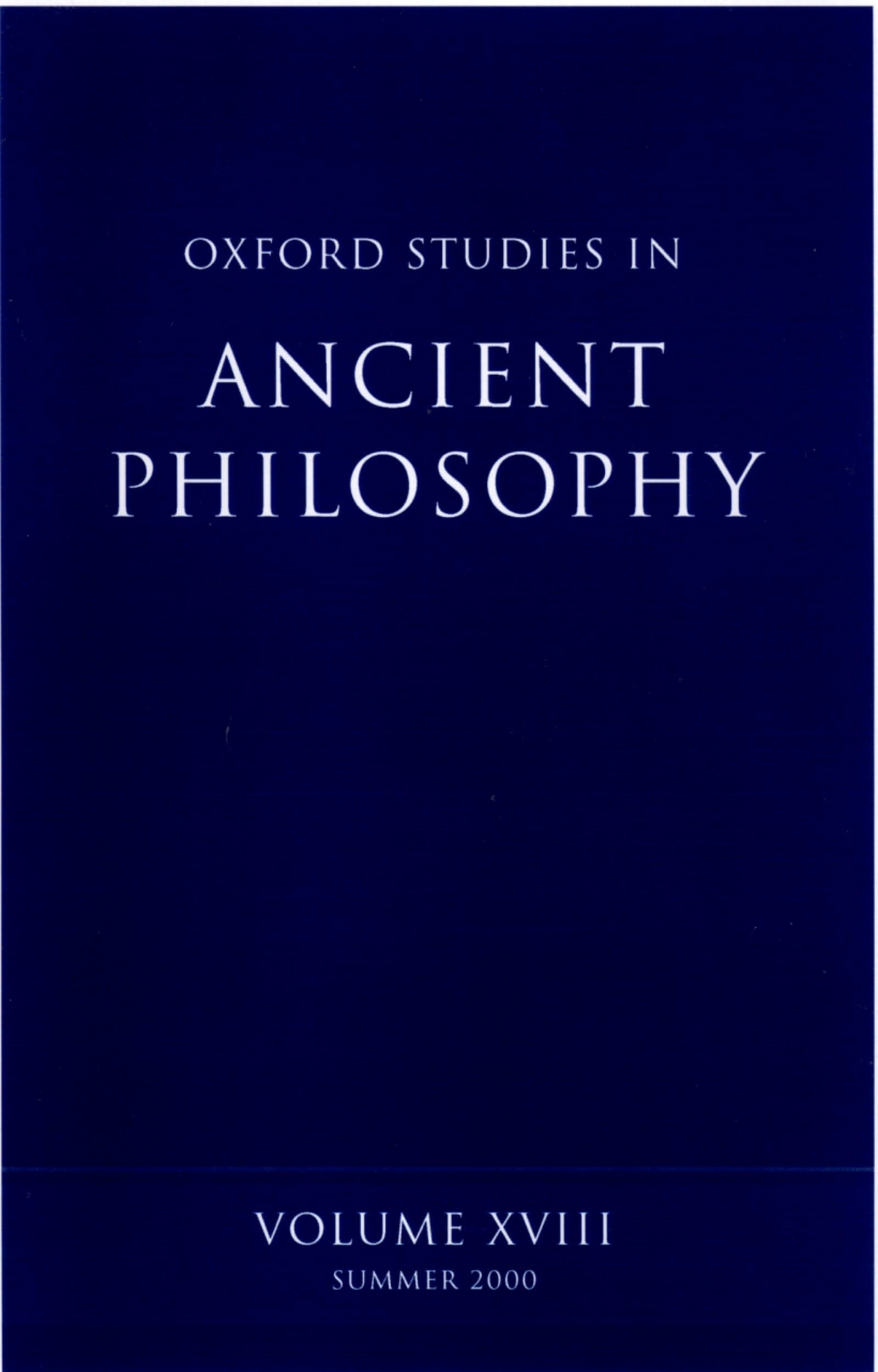 Oxford Studies in Ancient Philosophy: Volume XVIII