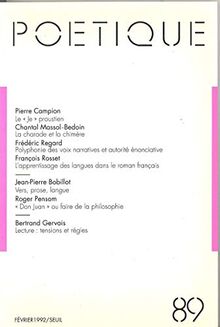 Poétique, n° 089 (89) (Revue poetique, Band 89)