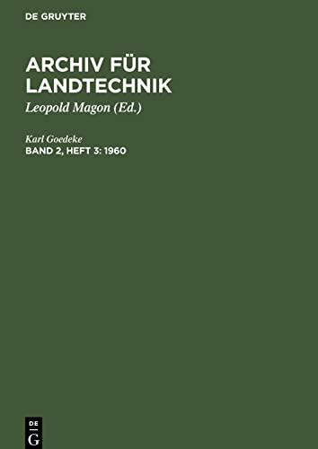 Archiv für Landtechnik, Band 2, Heft 3, Archiv für Landtechnik (1960)