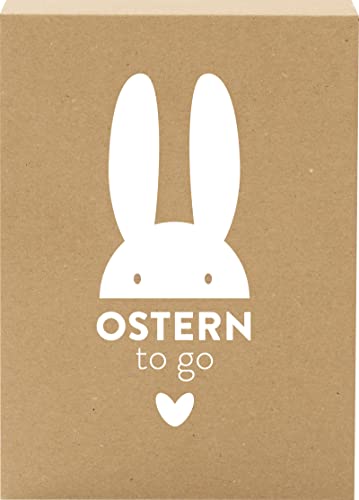 Ostern to go: Geschenkebox zum Fest | Set aus hochwertigem Deko-Osterhasen aus Holz, Osterkarte und Osterkerze