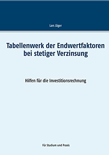 Tabellenwerk der Endwertfaktoren bei stetiger Verzinsung: Hilfen für die Investitionsrechnung