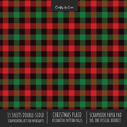Christmas Plaid Scrapbook Paper Pad 8x8 Scrapbooking Kit for Cardmaking Gifts, DIY Crafts, Printmaking, Papercrafts, Holiday Decorative Pattern Pages