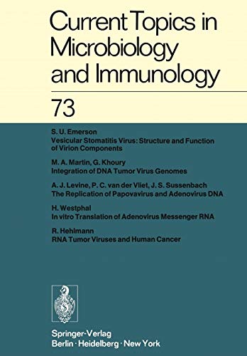 Current Topics in Microbiology and Immunology / Ergebnisse der Mikrobiologie und Immunitätsforschung: Volume 73 (Current Topics in Microbiology and Immunology, 73, Band 73)