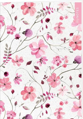 myNOTES Papeterie: Notizheft Blumenträume: Streublumen | Heft liniert A5, florales Design, für Notizen und gute Ideen unterwegs