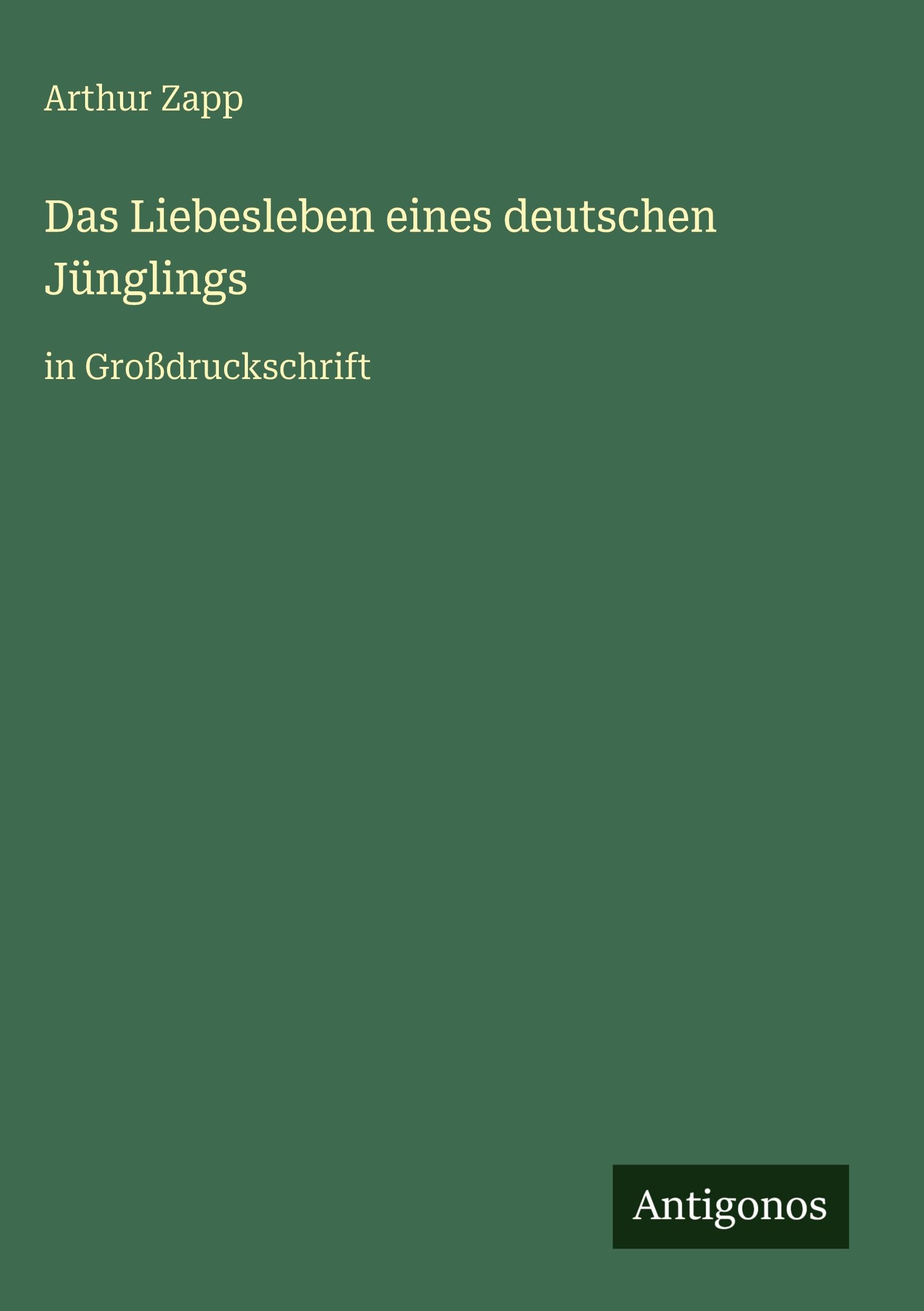 Das Liebesleben eines deutschen Jünglings: in Großdruckschrift
