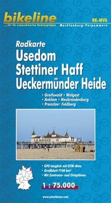 bikeline Radkarte: Usedom, Stettiner Haff, Ueckermarker Heide. GPS-tauglich mit UTM-Netz. Mit Zentrums- und Ortsplänen