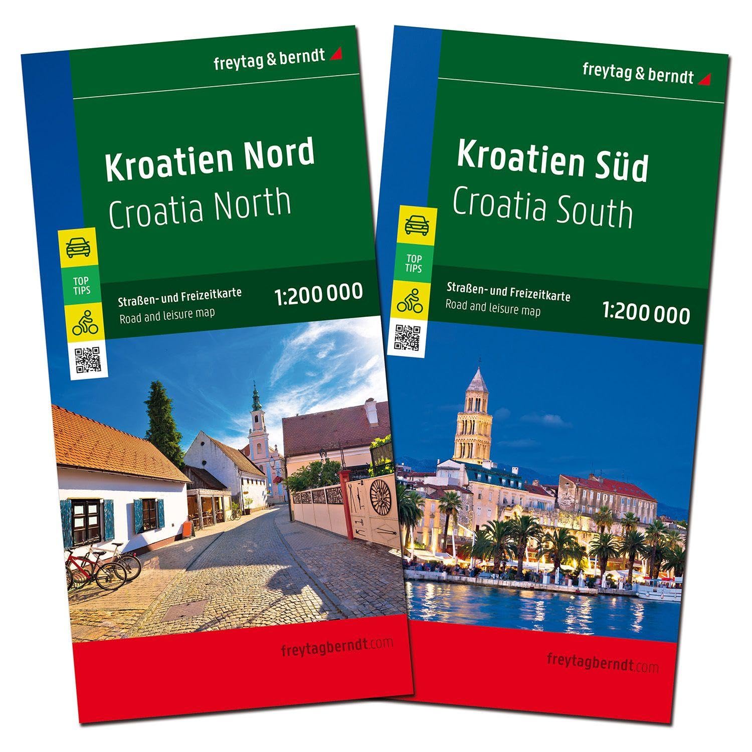 Kroatien, Straßenkarten-Set 1:200.000, freytag & berndt: 2 Blätter in Kunststoff-Hülle mit Infoguide und Top Tips (freytag & berndt Auto + Freizeitkarten)
