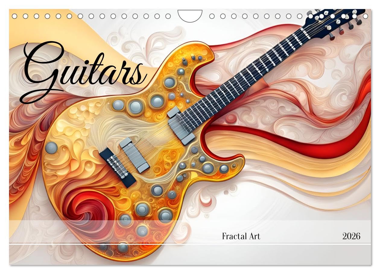Guitars Fractal Art (Wall Calendar 2026 DIN A4 landscape), CALVENDO 12 Month Wall Calendar: Fascinating world of guitars, created with AI.