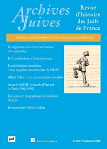 Archives juives, n° 55-2. L'antisémitisme en France dans les années 1970