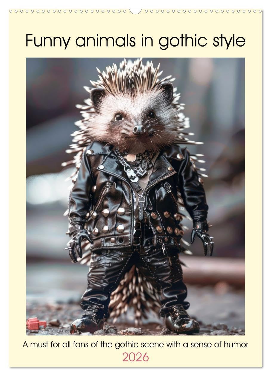Funny animals in gothic style (Wall Calendar 2026 DIN A2 portrait), CALVENDO 12 Month Wall Calendar: A must for all members of the gothic scene with a sense of humor