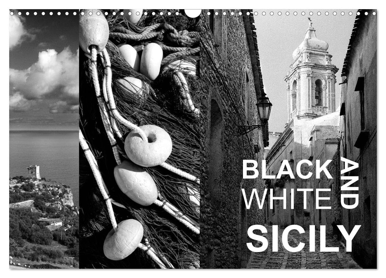 Black and White Sicily (Wall Calendar 2026 DIN A3 landscape), CALVENDO 12 Month Wall Calendar: Tranquil Sicily in black and white pictures