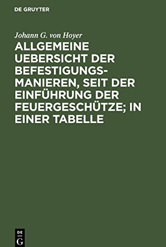 Allgemeine Uebersicht der Befestigungs-Manieren, seit der Einführung der Feuergeschütze; in einer Tabelle