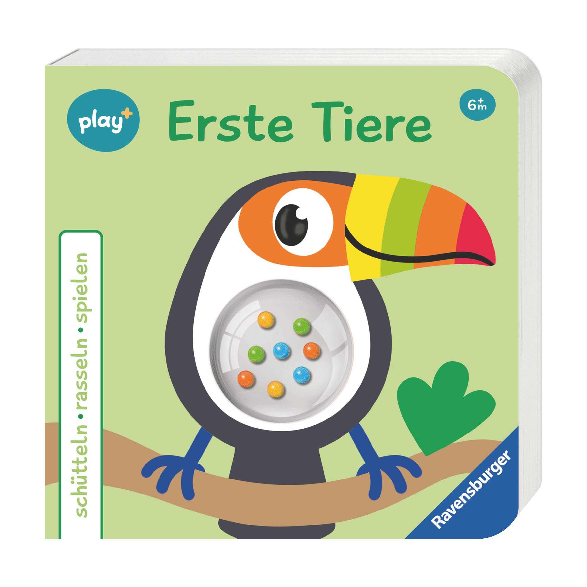 Ravensburger Play+ schütteln, rasseln, spielen: Erste Tiere, Baby-Buch ab 6 Monate
