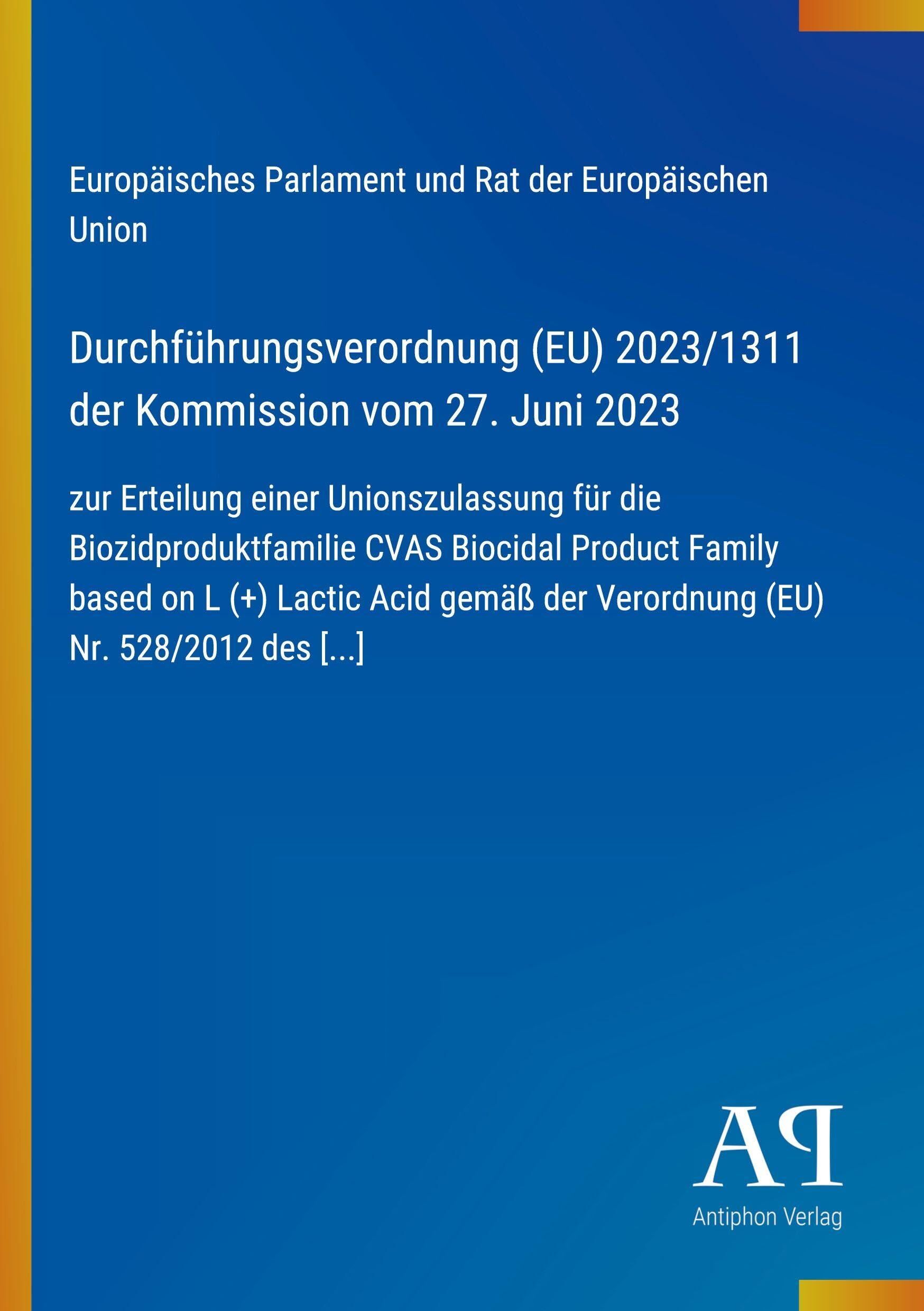 Durchführungsverordnung (EU) 2023/1311 der Kommission vom 27. Juni 2023