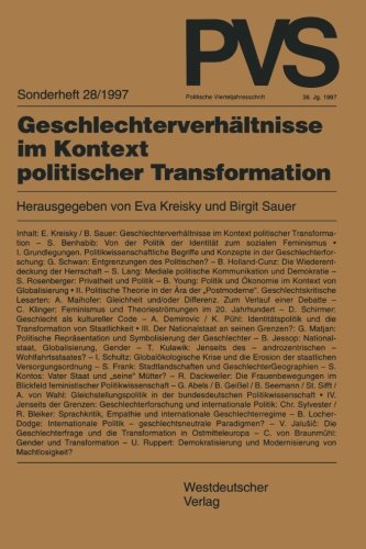 Politische Vierteljahresschrift (PVS), Sonderh.28, Geschlechterverhältnisse im Kontext politischer Transformation (Politische Vierteljahresschrift Sonderhefte)