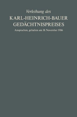Verleihung des Karl-Heinrich-Bauer Gedächtnispreises