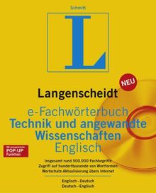 Langenscheidt e-Fachwörterbuch Technik und angewandte Wissenschaften Englisch, 1 CD-ROM Englisch-Deutsch, Deutsch-Englisch. Für Windows 95/98/2000/XP/NT 4.0. Rund 500.000 Fachbegriffe. Zugriff auf hunderttausende von Wortformen. Wortschatz-Aktualisierung 