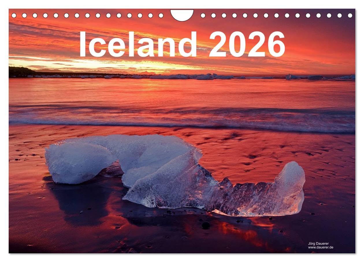 Iceland 2026 (Wall Calendar 2026 DIN A4 landscape), CALVENDO 12 Month Wall Calendar: Landscape, nature, waterfalls, polar light and mountains in Iceland in northern Europe