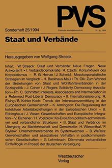 Politische Vierteljahresschrift (PVS), Sonderh.25, Staat und Verbände (Politische Vierteljahresschrift Sonderhefte, Band 25)