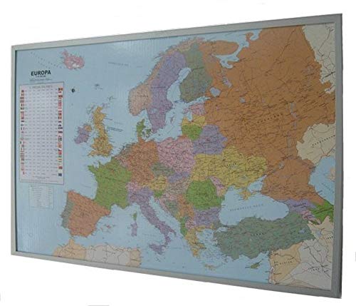 Politische Europakarte als Poster, 90 x60cm, deutsch: mit Leisten, Maßstab 1:10.350.000 Mio.