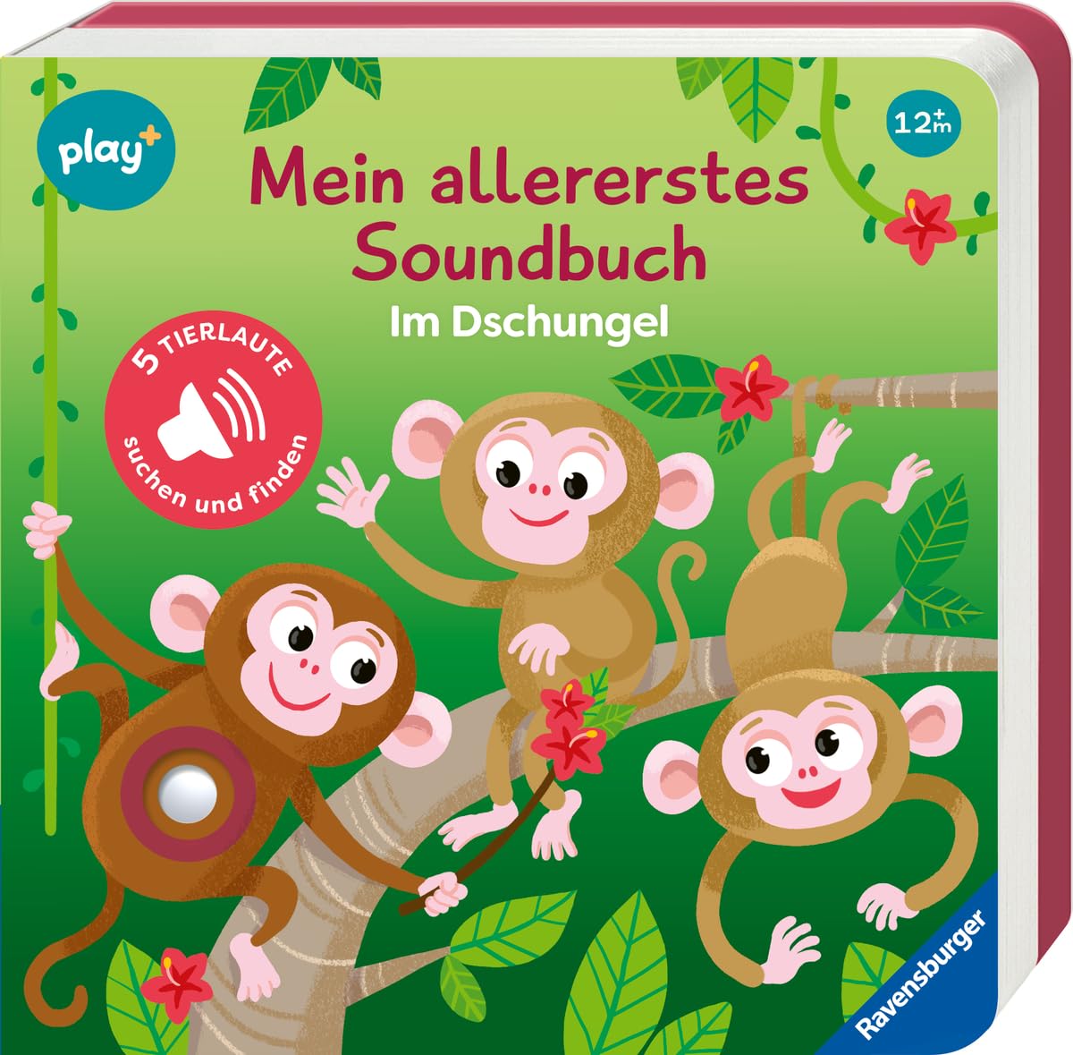 Ravensburger Play+ Mein allererstes Soundbuch: Im Dschungel, Baby-Buch ab 1 Jahr: Sachen suchen und hören
