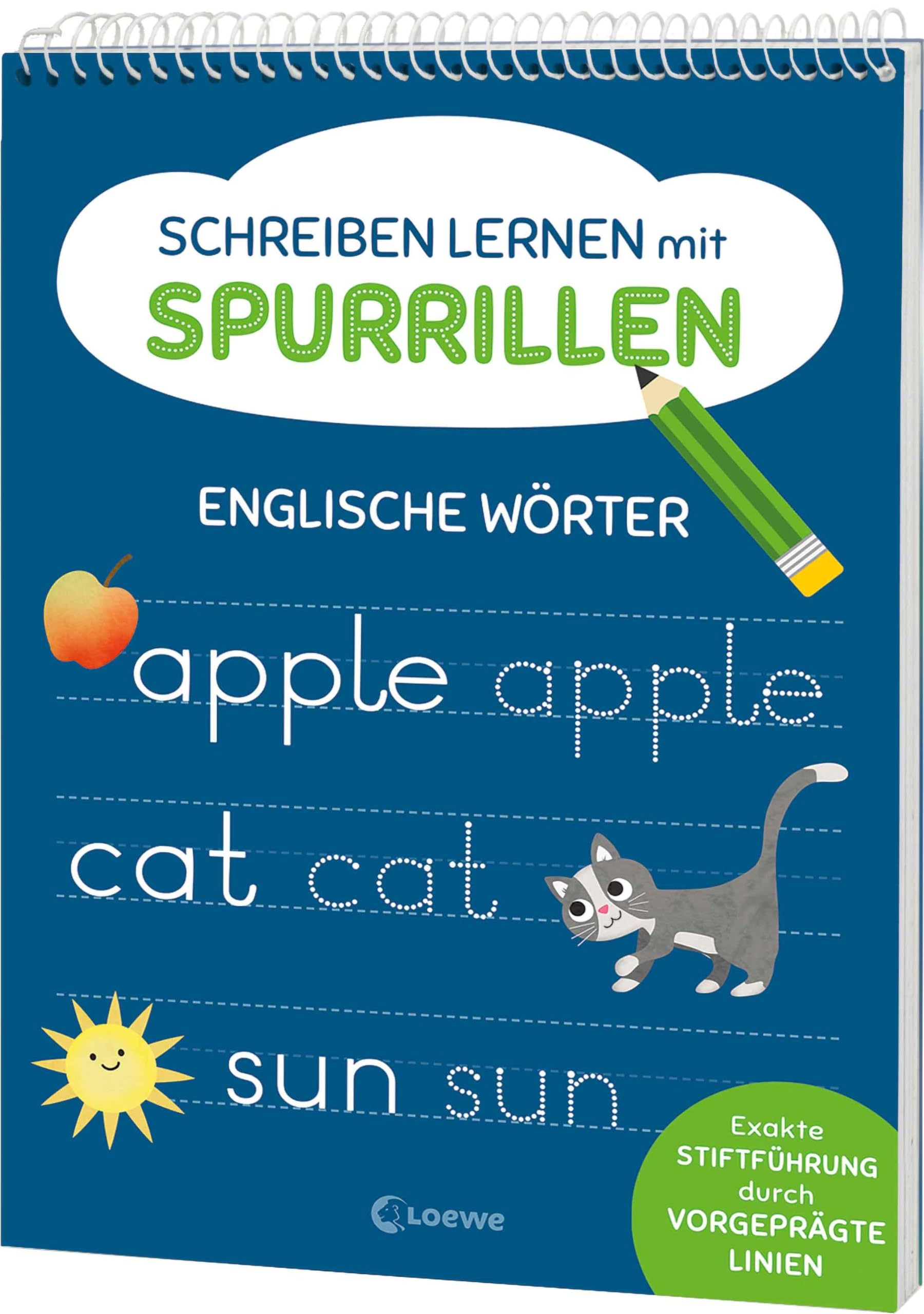 Schreiben lernen mit Spurrillen - Englische Wörter: Schreibblock mit vorgeprägten Linien ab 7 Jahren