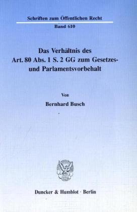 Das Verhältnis des Art. 80 Abs. 1 S. 2 GG zum Gesetzes- und Parlamentsvorbehalt.