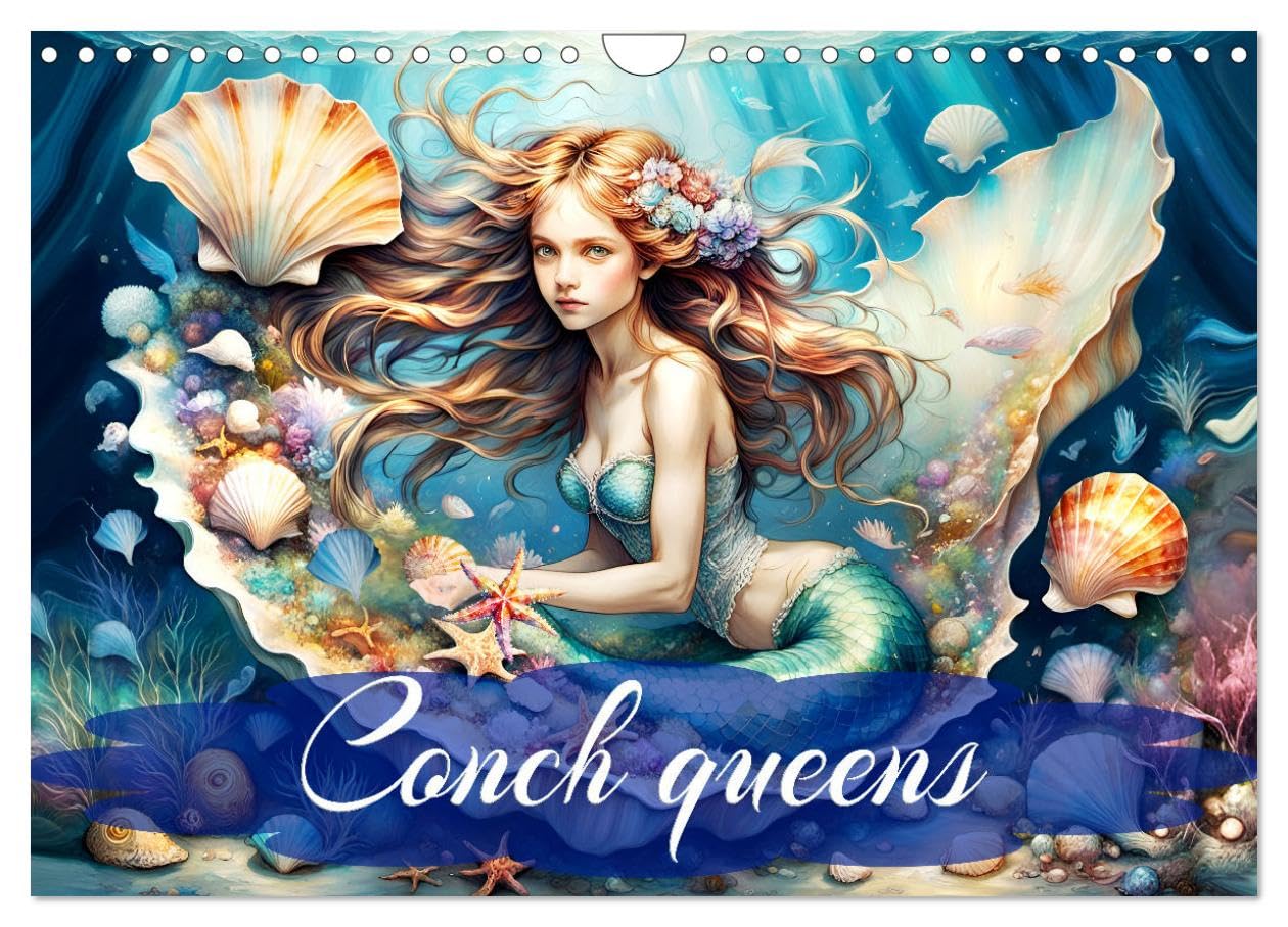 Conch queens (Wall Calendar 2026 DIN A4 landscape), CALVENDO 12 Month Wall Calendar: A year with enchanting mermaids and their treasure.