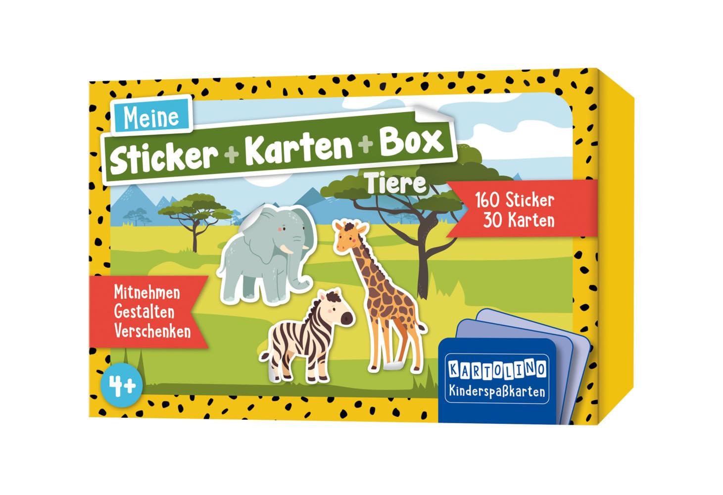 Meine Sticker + Karten + Box - Tiere: Mitnehmen, gestalten, verschenken (KARTOLINO Kinderspaßkarten: Meine Sticker+Karten+Box)