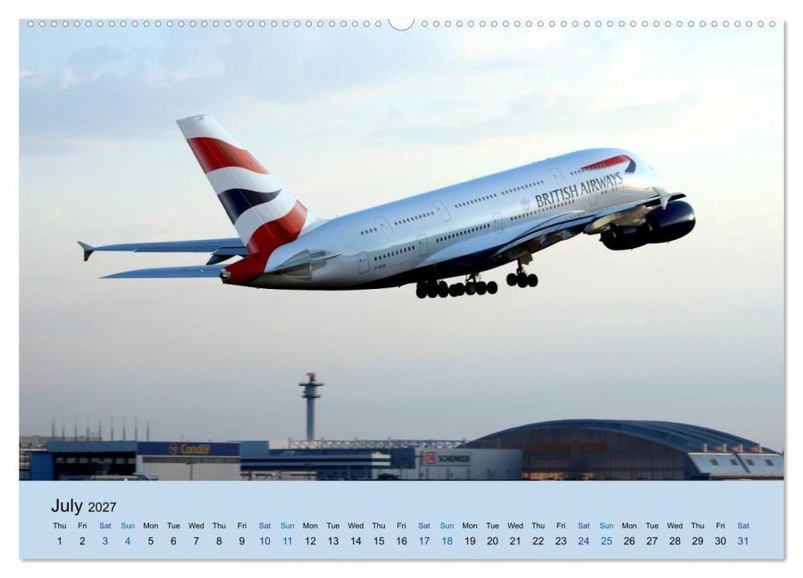 Wings over Frankfurt (UK Edition) (High Quality Premium Wall Calendar 2027 DIN A2 landscape),CALVENDO 12 Month Wall Calendar
