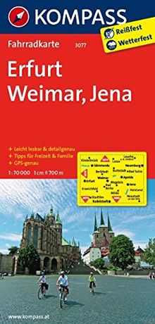 Erfurt - Weimar - Jena: Fahrradkarte. GPS-genau. 1:70000 (KOMPASS-Fahrradkarten Deutschland, Band 3077) | Buch | Zustand sehr gut