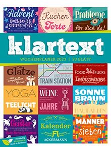 Klartext Sprüche - Wochenplaner Kalender 2023, Wandkalender im Hochformat (25x33 cm) - Typografie Wochenkalender mit Rätseln und Sudokus