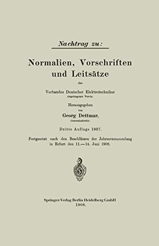 Nachtrag zu: Normalien, Vorschriften und Leitsätze des Verbandes Deutscher Elektrotechniker