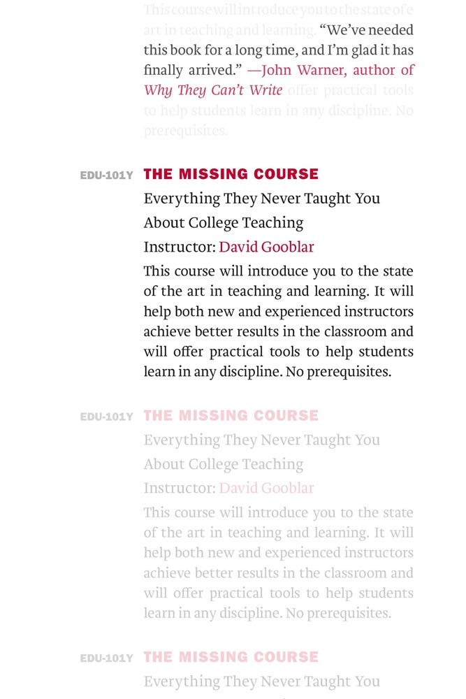 The Missing Course - Everything They Never Taught You about College Teaching - David Gooblar Kartoniert (TB)