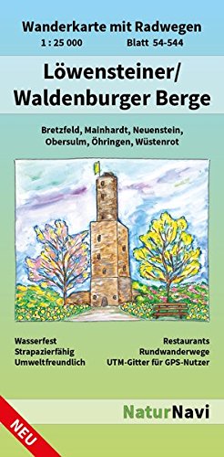 Löwensteiner/Waldenburger Berge: Wanderkarte mit Radwegen, Blatt 54-544, 1 : 25 000, Bretzfeld, Mainhardt, Neuenstein, Obersulm, Öhringen, Wüstenrot (NaturNavi Wanderkarte mit Radwegen 1:25 000)