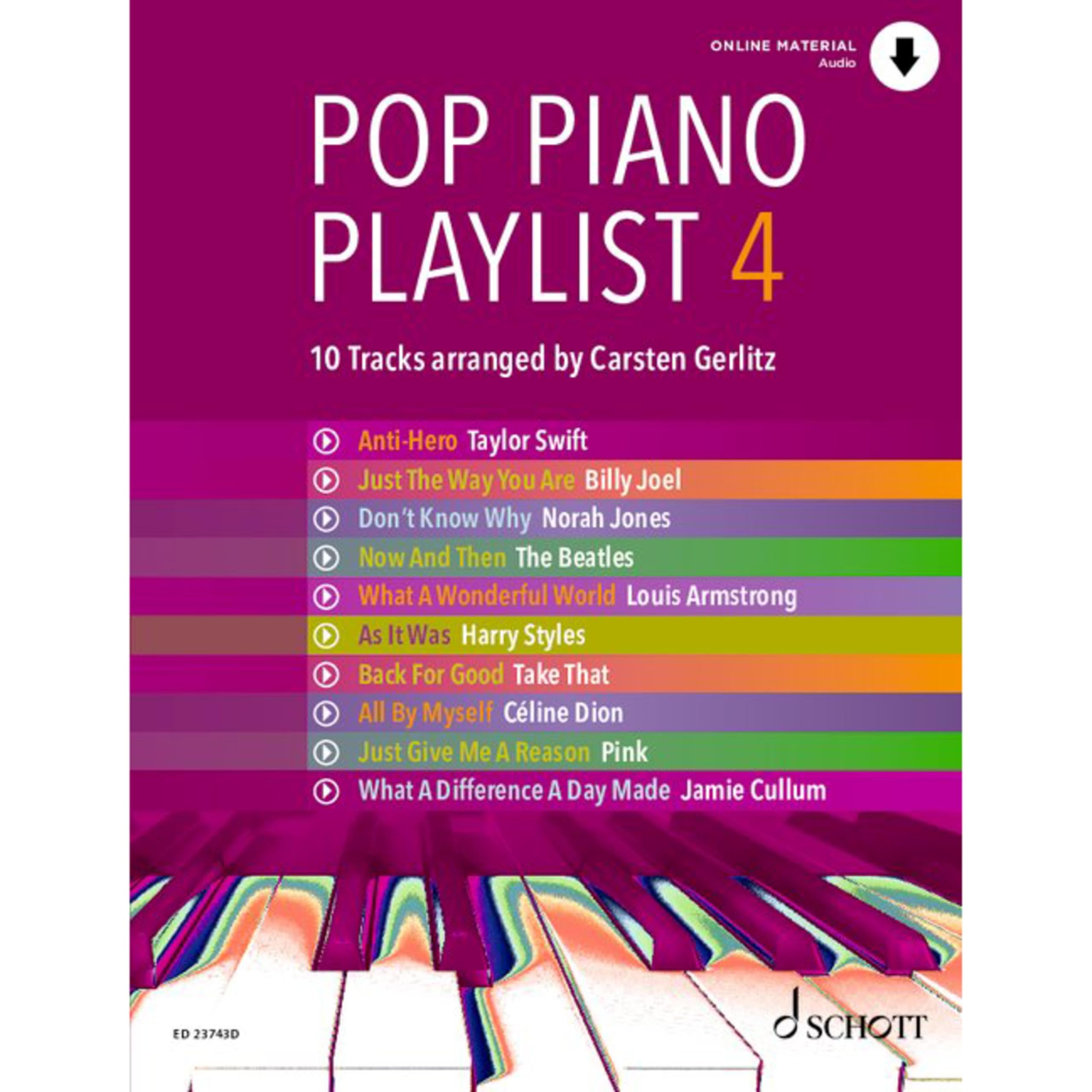 Pop Piano Playlist 4: 10 Tracks - arranged by Carsten Gerlitz. Band 4. Klavier.
