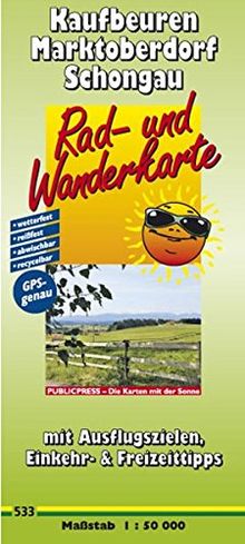 Rad- und Wanderkarte Kaufbeuren-Marktoberdorf-Schongau: mit Ausflugszielen, Einkehr- & Freizeittipps, wetterfest, reissfest, abwischbar, GPS-genau. 1:50000