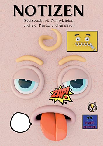 Notizen: Notizbuch mit 7-mm-Linien und viel Farbe und Grafiken
