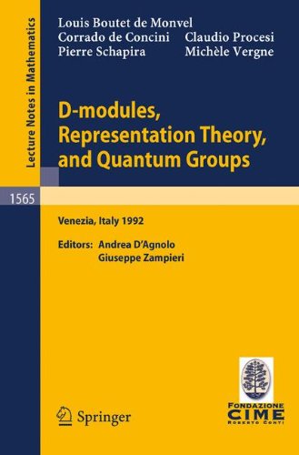 D-modules, Representation Theory, and Quantum Groups: Lectures given at the 2nd Session of the Centro Internazionale Matematico Estivo (C.I.M.E.) held ... Mathematics / C.I.M.E. Foundation Subseries)