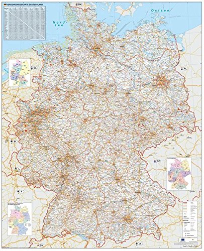 Verkehrswegekarte Deutschland: Wandkarte / Poster