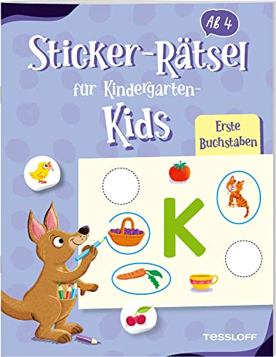 Sticker-Rätsel für Kindergarten-Kids. Erste Buchstaben: Rätseln und Stickern für Kinder ab 4 Jahren