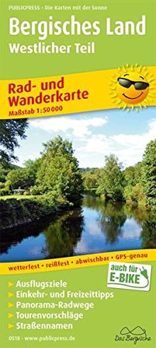 Bergisches Land, Westlicher Teil: Rad- und Wanderkarte mit Ausflugszielen, Einkehr- & Freizeittipps, wetterfest, reissfest, abwischbar, GPS-genau. 1:50000 (Rad- und Wanderkarte / RuWK)