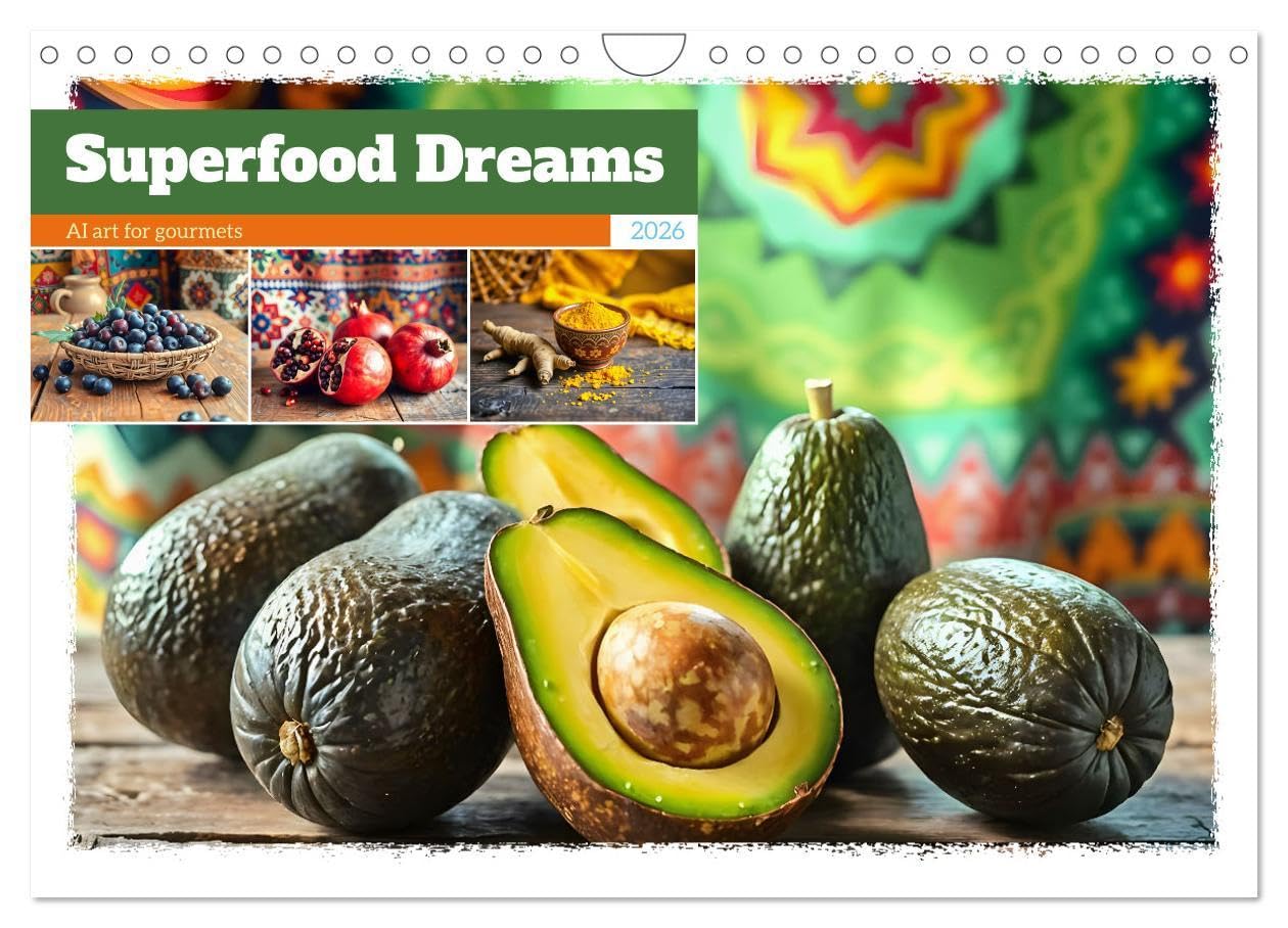 Superfood Dreams - AI art for gourmets (Wall Calendar 2026 DIN A4 landscape), CALVENDO 12 Month Wall Calendar: Superfoods in their most beautiful form. A unique AI art calendar